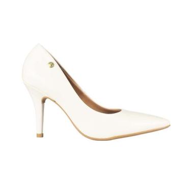 Imagem de Sapato Scarpin Vizzano Bico Fino Salto Alto Napa, 38, Off white
