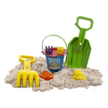 Imagem de Kit 7 Brinquedos Praia Grande C/ Pá, Rastelo, Balde E Formas - Kendy B