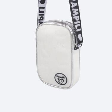 Imagem de Bolsa Infantil Pampili Retangular Branca e Prata 600.1266, Branco