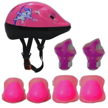 Imagem de Kit Capacete Cotoveleira Joelheira Munhequeira Infantil Crianca Bike S