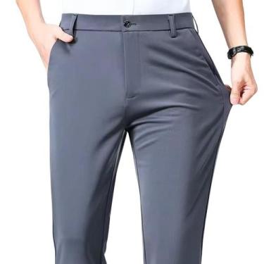 Imagem de Calça Social Masculina Slim Moda Esporte Fino Espandex - Klizz, Cinza,