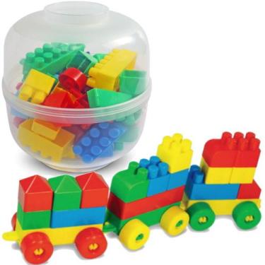 Imagem de Cofre Blocos de Montar 48 Peças Brinquedo Infantil Educativo - GGB Bri