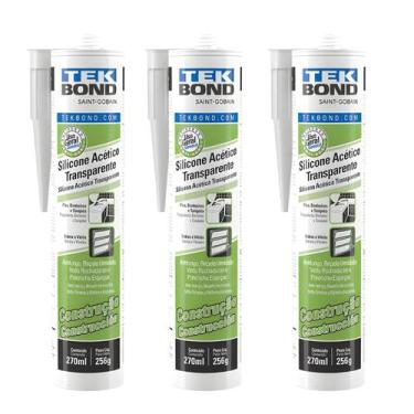 Imagem de 3 Unidades Silicone Acético Incolor 270ml Tekbond