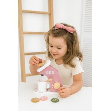 Imagem de Máquina Café Brinquedo Infantil Madeira Educativo - Büp Baby, Rosa