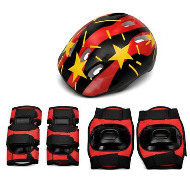 Imagem de Kit de Proteção Infantil Capacete Joelheira Cotoveleira Ajustável para Bicicleta Patins Skate Yeet
