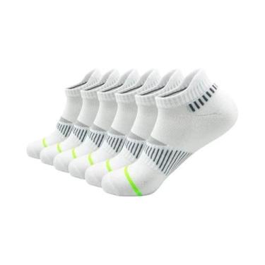 Imagem de Meias Brancas Clássicas Masculinas 6 a 12 Pares Respiráveis Antiderrap