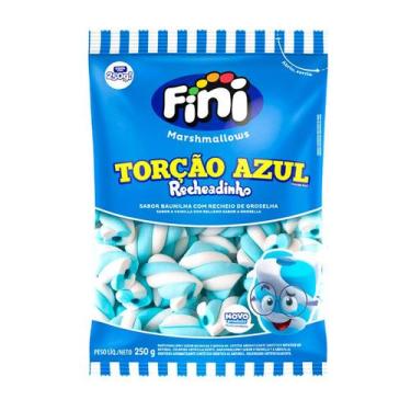 Imagem de Marshmallow Torção Azul Recheadinho - 250 g - 1 unidade - Fini - Rizzo