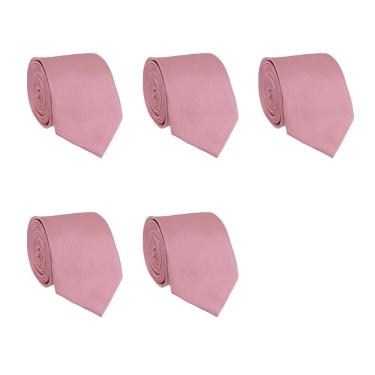 Imagem de Kit 5 Gravatas Lisas Social Tons de Rosa Masculina Slim Padrinho Casamento Noivo Trabalho Congresso