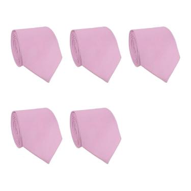 Imagem de Kit 5 Gravatas Lisas Social Tons de Rosa Masculina Slim Padrinho Casamento Noivo Trabalho Congresso