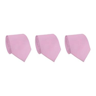 Imagem de Kit 3 Gravatas Social Masculina Slim Lisa Padrinho Casamento Noivo Trabalho Congresso Tons de Rosa