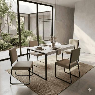 Imagem de Conjunto de Jantar Nero Industrial 110x70 cm com Cadeiras SAKI KLM Store