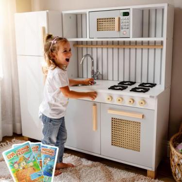 Imagem de Cozinha Infantil Retro com Geladeira Kit Livro Educativo - Eita Casa P