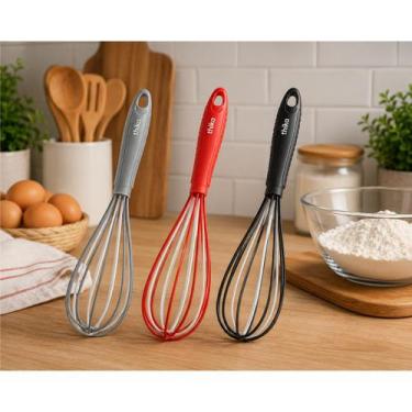 Imagem de Batedor Fouet Profissional 26cm em Silicone Para Massas Ovos Bolo Cozi