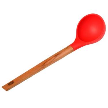 Imagem de Concha de Silicone com Cabo Madeira Ginger Cazza Vermelha, Vermelha