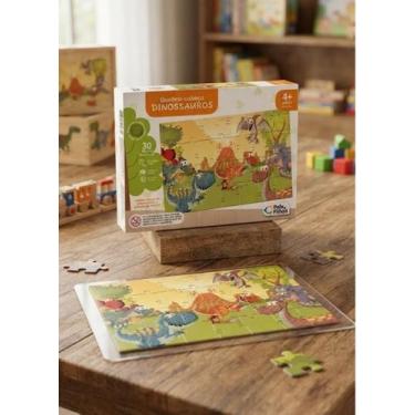 Imagem de Quebra Cabeça Infantil Dinossauros 30 Pçs Mdf Pais E Filhos - Pais & F
