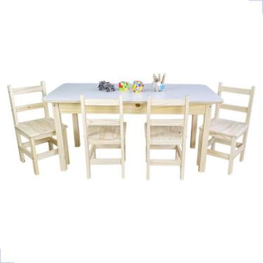 Imagem de Mesa Infantil Didática Retangular com 4 Cadeiras Madeira Resistente Me
