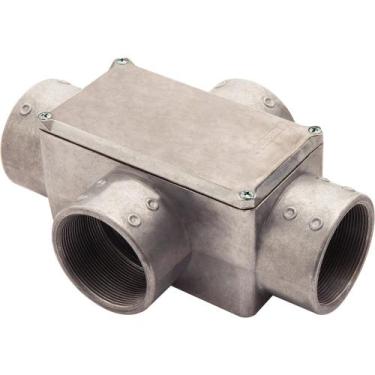 Imagem de Condulete fixo 3" tipo "X" - com tampa / rosca BSP / sem pintura - Tra