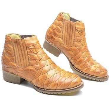 Imagem de Bota Masculina couro Escamada 55571 Cl bege Cor:Bege;Tamanho:42;Genero:Masculino