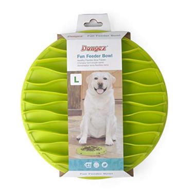 Imagem de Buyter Tigela de silicone interativo para animais de estimação com alimentação lenta divertida para cães e gatos TPR Wave Bowls antiasfixia (verde, G)