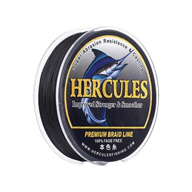 Imagem de HERCULES Linha de pesca trançada, não desbota, 109 Jardas Linhas de PE, 4 fios Linha de peixe multifilamento, 90 Libra Teste para água salgada e água doce, Preto, 90 Libra, 100m