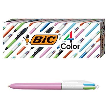 Imagem de BIC Caneta esferográfica moderna de 4 cores, ponta média (1,0 mm), cores sortidas de tinta, divertida e colorida, 4 unidades