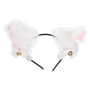 Imagem de Tiara de orelhas de coelho, orelhas de gato fofas e práticas para o Dia das Bruxas para uso diário (branca)
