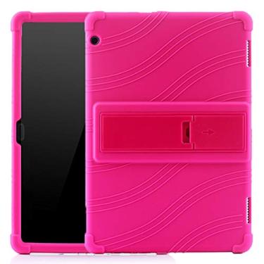 Imagem de LIYONG Capa para tablet Huawei MediaPad T5 Tablet PC Capa protetora de silicone com suporte invisível mangas (cor: Rosa vermelho)