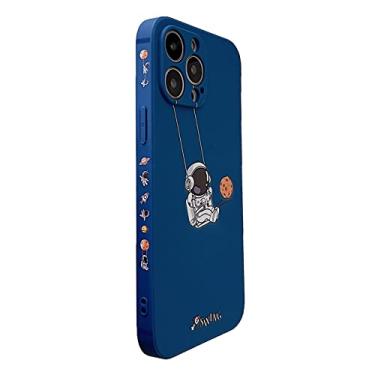 Imagem de Yonds Queen Capa fofa para iPhone 11 Pro Max, design legal de desenho animado com astronauta planeta lua, design elegante de TPU macio à prova de choque antiderrapante (iPhone 11 Pro Max, planeta azul)
