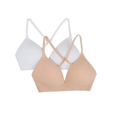Imagem de Fruit of the Loom Sutiã feminino sem costura com bojo macio, pacote com 2, Areia/branco, 38