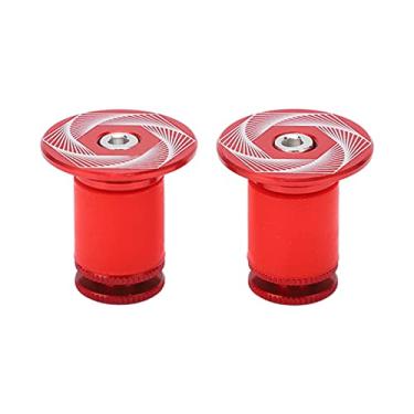 Imagem de Plugue de extremidade de guidão de bicicleta para guidão de bicicleta com trava de alumínio Mountain Handle Bar Grip End Plug (ilusão - vermelho)