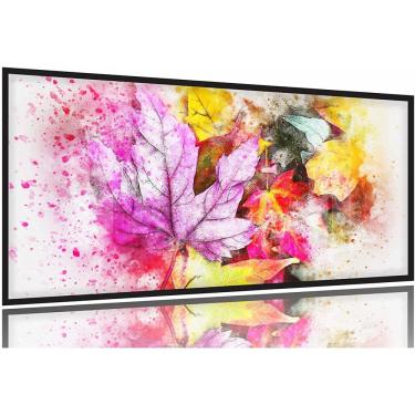 Imagem de Quadro Abstrato Folhas da Natureza Artístico Moldura Preta 2x2