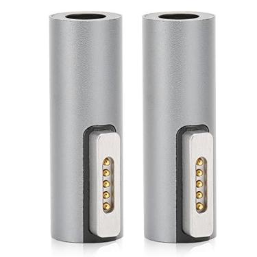 Imagem de Adaptador magnético de ponta T, 2 peças magnética DC fêmea para adaptador de cabeça T, carregamento inteligente de um toque, com indicador de carregamento, para laptop