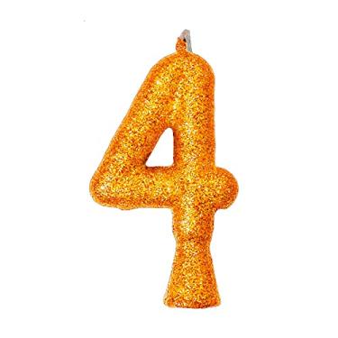 Imagem de Vela Puro Glitter Dourada N 4 - Embalagem com 1 unidade.