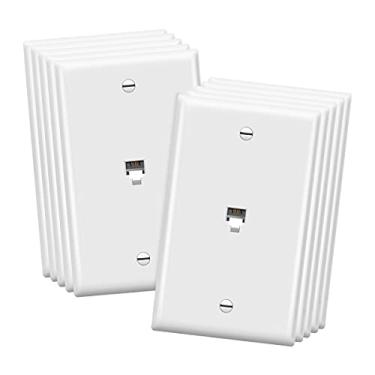 Imagem de ENERLITES Placa de parede para tomada de telefone RJ11, 6 posições, 4 condutores 6P4C (suporte para 2 linhas), 1 gangue 11,4 cm x 7 cm, 6611-W-10 peças, branco (pacote com 10)