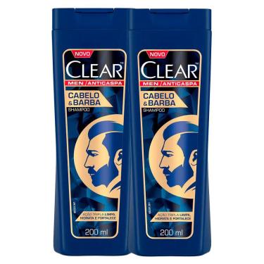 Imagem de Shampoo Clear Men Anti Caspa Cabelo e Barba 200ml | Kit com duas unidades
