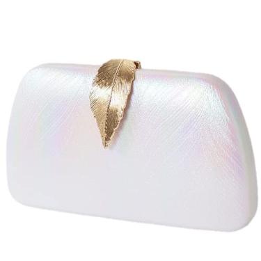 Imagem de Bolsa clutch feminina de casamento bolsa de mão com trava de folha de metal bolsa de ombro de corrente, Multicolorido., M