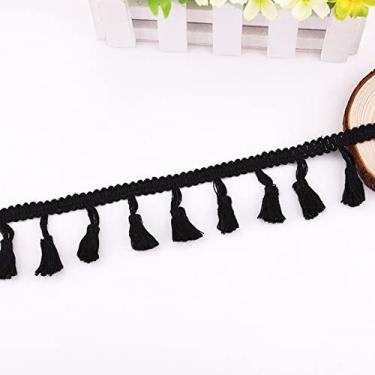 Imagem de jardas/10 jardas 4,0 cm Algodão Franja Renda Qualidade Borla Aparar Fita Colorida Vestuário Acessório Cortina Decorativa, Preto, 5 Jardas