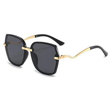 Imagem de Óculos de sol de moda ao ar livre proteção uv óculos de sol femininos metal armação grande óculos de sol de tendência, 1, tamanho único