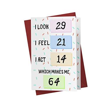 Imagem de Cartões de aniversário engraçados de 64 anos para mulheres ou homens – para amigos, família, amante, etc. – Cartões de aniversário engraçados de 64 anos – Cartões de aniversário engraçados perfeitos – com envelope
