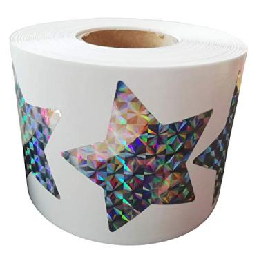 Imagem de Etiquetas notáveis de estrelas metálicas com glitter, adesivos de Natal metálicos de prata e estrelas autoadesivas, lembrancinhas de festa, material de professores, decoração DIY para festas, crianças, escritório (500 peças/rolo)
