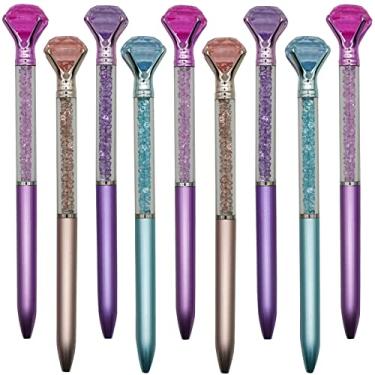 Imagem de Maydahui Conjunto de 24 canetas esferográficas de diamante grande, de cristal colorido, areia movediça, retrátil, strass brilhante, tinta preta, para escola, festa, casa