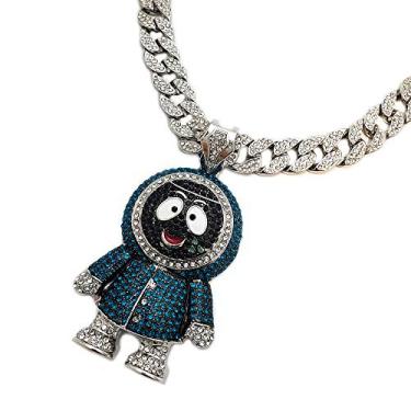 Imagem de Colar de corrente de gargantilha de tênis Hip Hop Iced com grande pingente ESKIMO BRICK SQUAD e 45,72 cm 1 ROW