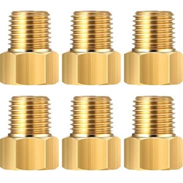 Imagem de 6 peças NPT macho de 1/4 pol. x 1/4 pol. fêmea de encaixe de propano de alargamento invertido NPT redutor de latão fêmea adaptador de tubo NPT redutor de bucha de latão conector de tubo roscado de latão para combustível, conversão de óleo