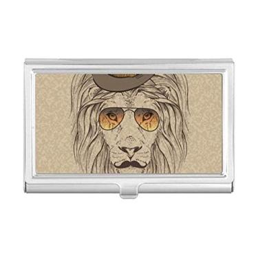 Imagem de Porta-cartões de visita estilo britânico delicado chapéu de leão gravata borboleta porta-cartões caixa de bolso carteira