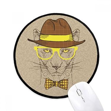 Imagem de DIYthinker Óculos leopardo bonito mouse pad desktop escritório tapete redondo para computador