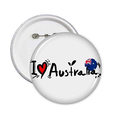Imagem de Broche de coração I Love Australia World Flag Heart Pins Emblem de decoração 5 peças
