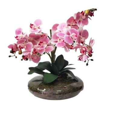 Imagem de Arranjo Montado Com 4 Orquídeas Flor Artificial Rosa - La Caza Store