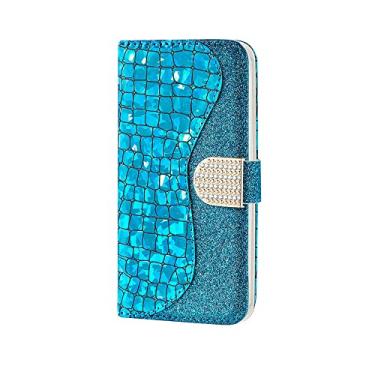 Imagem de Capa tipo carteira feminina Bling Glitter para Samsung S6 S7 S8 S9 S10 S20 Plus S20 Ultra Note 10 Pro Note 20 Ultra Cover, azul, para Samsung S7 Edge