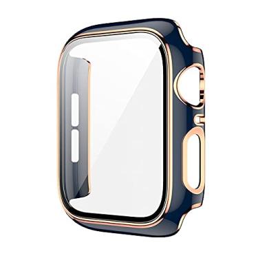 Imagem de SDUTIO Capa de vidro para Apple Watch Case 45mm 41mm 44mm 40mm Protetor de tela de duas cores Bumper iWatch Series 8 7 6 SE 5 4 3 42mm 38mm (Cor: 10mm Fecho de ouro, Tamanho: Série 1 2 3 42mm)