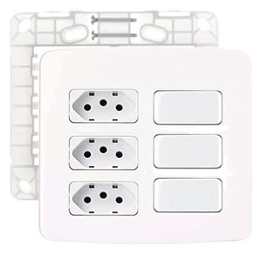 Imagem de Conj 3 Interruptor Simples + 3 Tomada 10A 4x4 Margirius B3